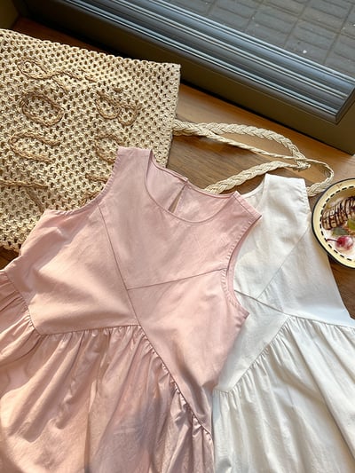 氣質拼接無袖長洋7