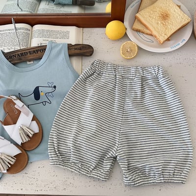 條紋鈕釦棉質短褲5