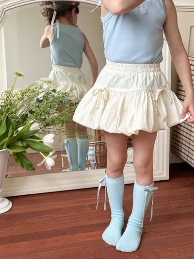 蝴蝶結花苞短褲裙6