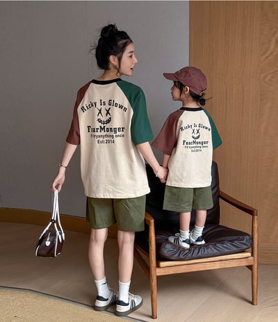 笑臉拼袖T恤親子裝4