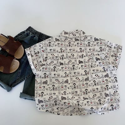 手繪風小狗朋友們襯衫3