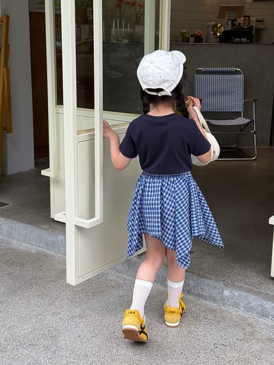 不規則格子襯衫短裙3