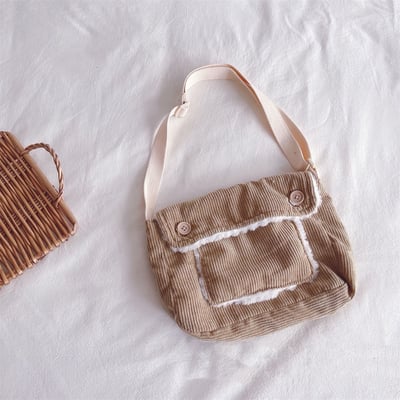 清新繡花毛絨單肩包2