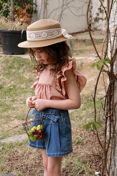 甜美蕾絲荷葉袖上衣5