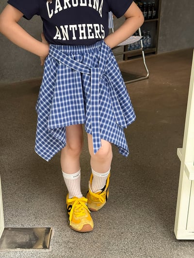 不規則格子襯衫短裙4