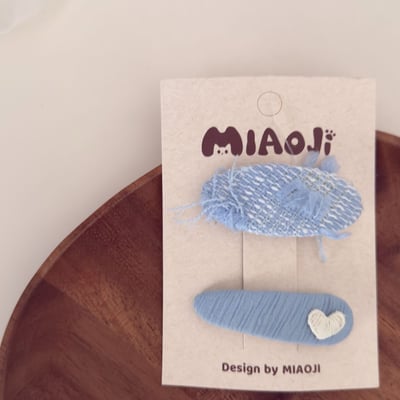 藍色系幾何蝴蝶結髮夾5