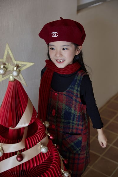 加絨毛呢格紋背心裙6