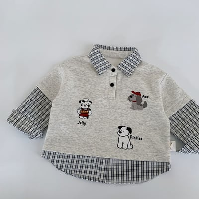 小狗拼接假兩件上衣1