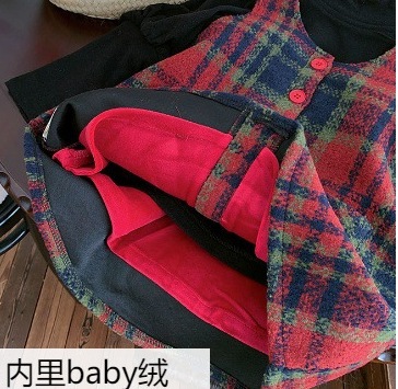 加絨毛呢格紋背心裙8