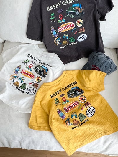 竹節棉字母卡通T恤3