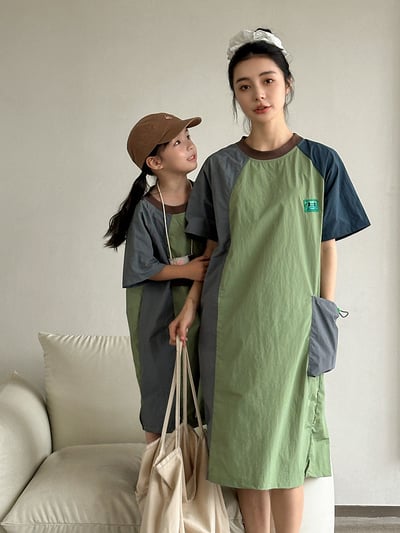 戶外風個性拼接親子裝4