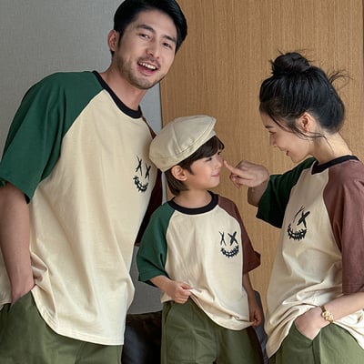 笑臉拼袖T恤親子裝1