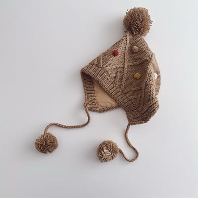 可愛毛球護耳毛線帽3