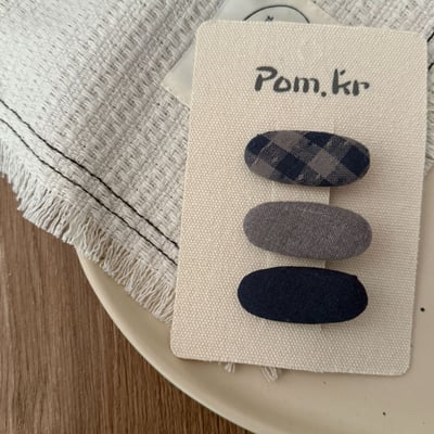 灰藍系格紋髮夾3