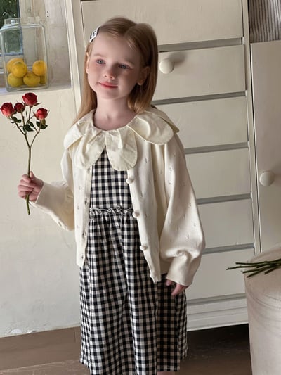 花瓣領格子無袖洋裝3