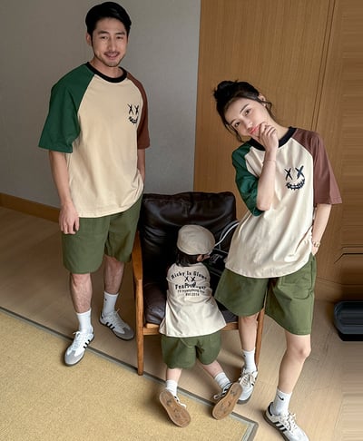 笑臉拼袖T恤親子裝2
