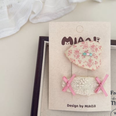 甜美粉色碎花髮夾4