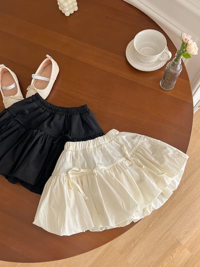 蝴蝶結花苞短褲裙9