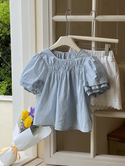 甜美泡泡袖娃娃上衣2