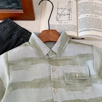 渲染條紋透氣襯衫4