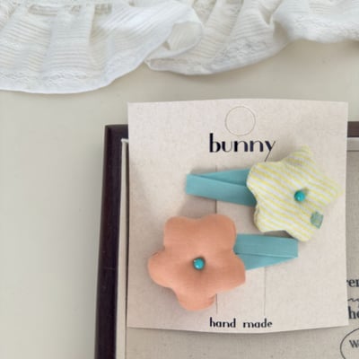 撞色格紋布藝髮飾2