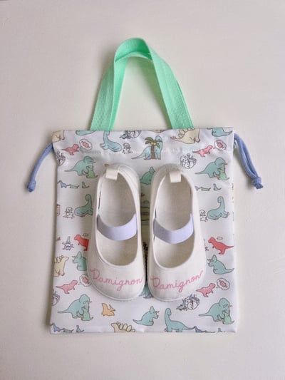 印花手提束口收納袋(幼兒園鞋袋)5色4