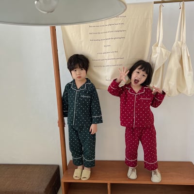 純棉波點長袖家居服3