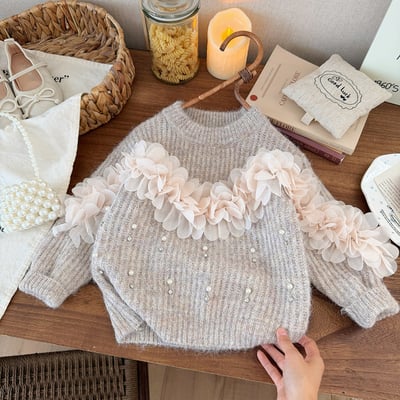 立體花朵珍珠亮鑽毛衣4