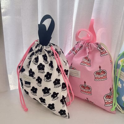 印花手提束口收納袋(幼兒園鞋袋)5色6