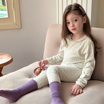 韓系花邊領碎花家居服套裝6