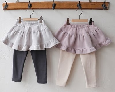 甜美配色假兩件裙褲-粉 尺寸1109