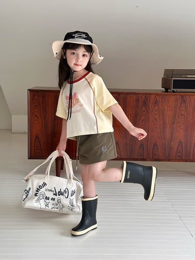 撞色拼袖甜點短版上衣2