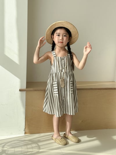 無印風條紋襯衫/吊帶裙2