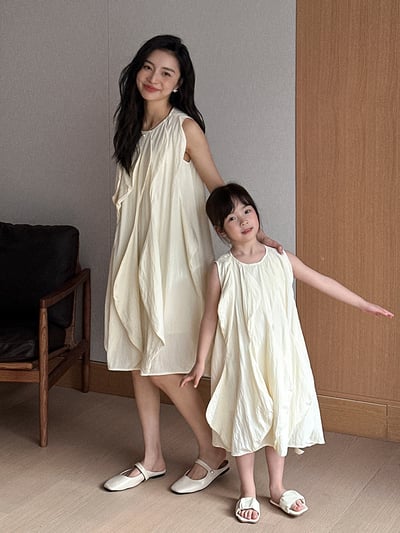 不規則層次無袖母女洋裝4