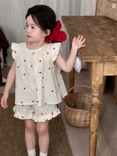 愛心飛袖無袖短褲套裝2