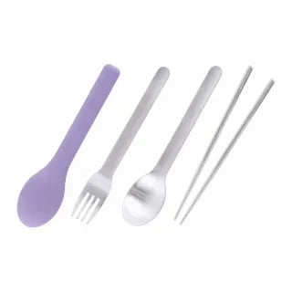 HOUSUXI 舒希 316不鏽鋼餐具好攜3件組(湯匙+叉子+筷子 附矽膠套)1