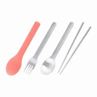 HOUSUXI 舒希 316不鏽鋼餐具好攜3件組(湯匙+叉子+筷子 附矽膠套)(此商品為團購商品，如需下單請洽客服)3