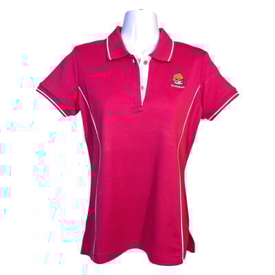 小八將logo-氣色質感POLO衫-女-胭脂紅色1