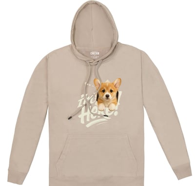 Bow~威爾斯柯基犬｜落肩無刷毛帽T1