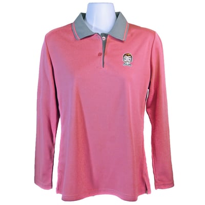 小八將-竹碳纖維POLO衫長袖款-女-粉紅色1