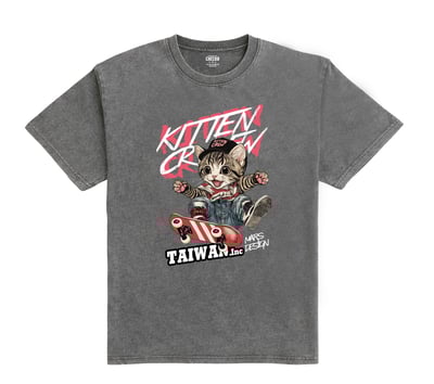 滑板貓 復古洗舊oversizeT恤3