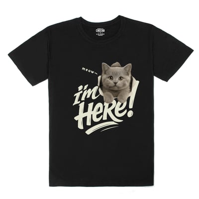 【洞洞貓】I'm Here英國短毛猫Ｔ恤1