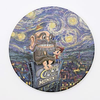 小八將陶瓷吸水杯墊－達摩阿公梵谷星夜夢想款2