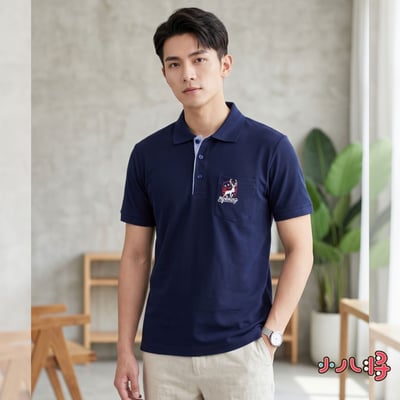 梅花鹿神-POLO衫-男-藏青色2