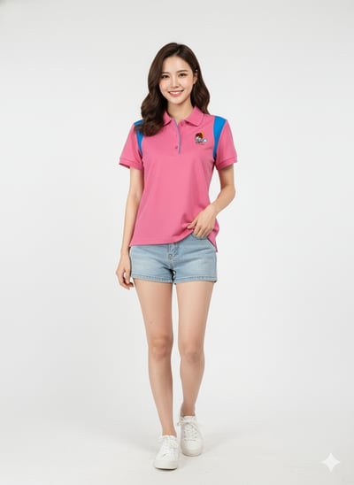 小八將-粉漾活力款-POLO衫-女-粉紅色4