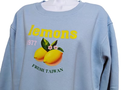 超好看質感百搭長棉刷毛大學T_檸檬(水藍色)3