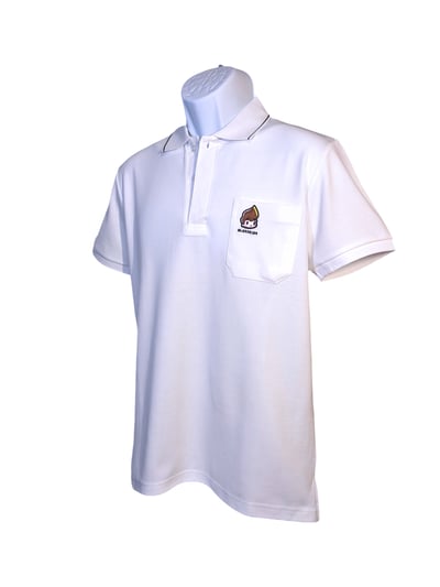 小八將logo-質感臂繡款-POLO衫-男-白色3