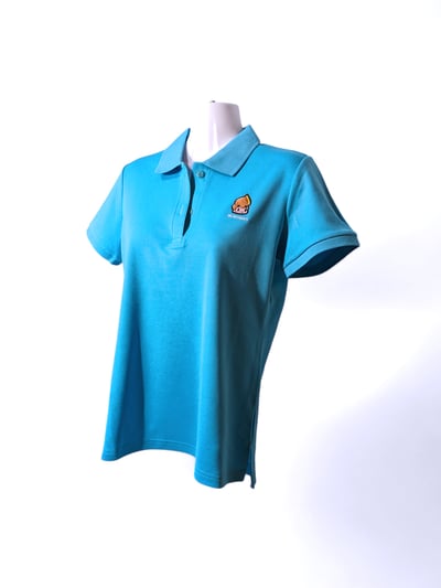 小八將logo款-POLO衫-女-翠藍色3