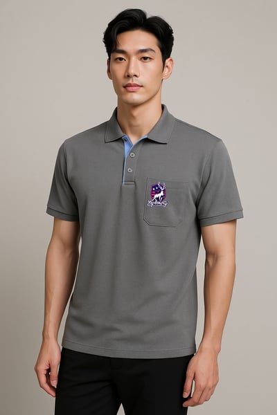 梅花鹿神POLO衫-男款-質感灰2