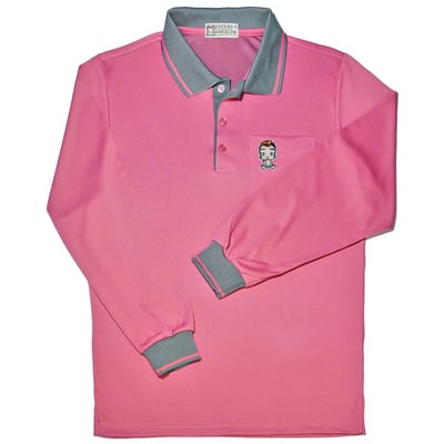 小八將-竹碳纖維POLO衫長袖款-男-粉紅色1
